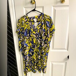H&M swim suit coverup - color combo: yellow, purple, black, white